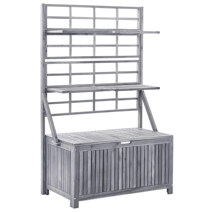 Opbergbox Acaciahout 99cm Grijs - Retourdeal - 46% Korting, Tuin en Terras, Bergingen en Tuinkasten, Nieuw, Hout, Overige typen