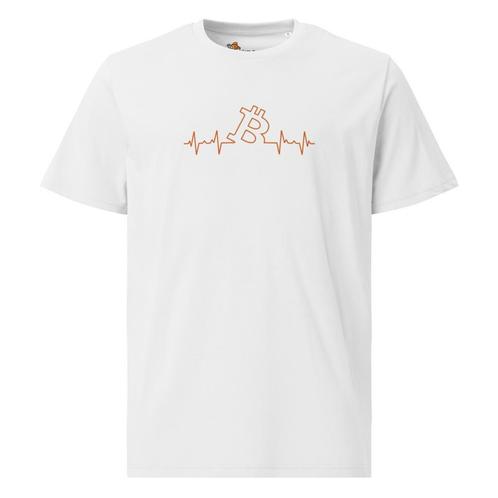 Bitcoin t-shirt - Heart Beat - 100% Biologisch Katoen, Kleding | Dames, T-shirts, Wit, Maat 38/40 (M), Nieuw, Korte mouw, Verzenden