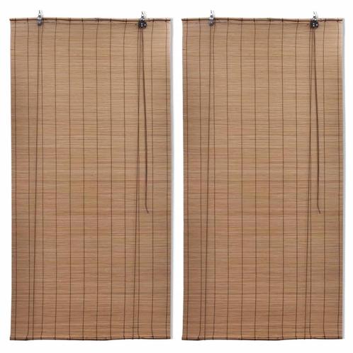 vidaXL Rolgordijnen 2 st 100x160 cm bamboe bruin, Huis en Inrichting, Stoffering | Gordijnen en Lamellen, Bruin, Nieuw, Verzenden