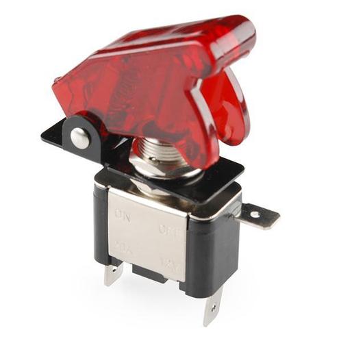 Tuimelschakelaar en deksel - Verlicht (rood), Hobby en Vrije tijd, Elektronica-componenten, Verzenden