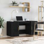 vidaXL Bureau met plank met opslag Zwart eiken Bewerkt hout, Verzenden, Nieuw
