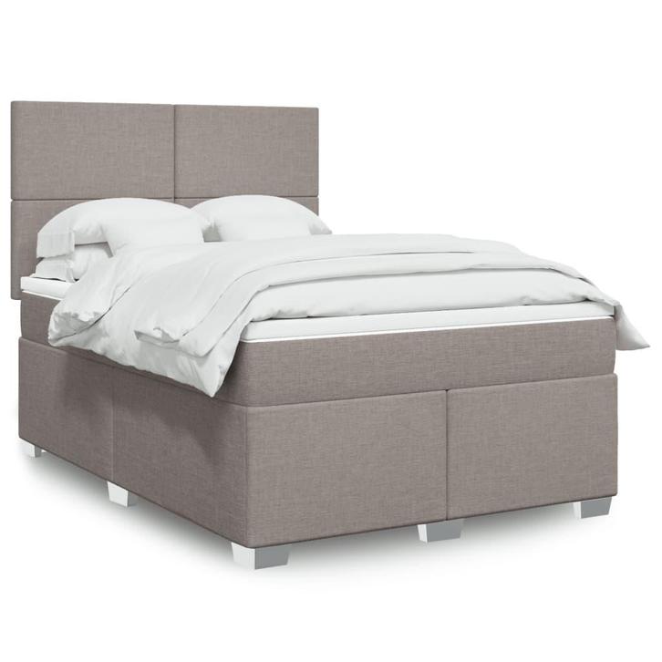 vidaXL Boxspring met matras stof taupe 140x200 cm, Huis en Inrichting, Slaapkamer | Bedden, 140 cm, 200 cm, Tweepersoons, Nieuw