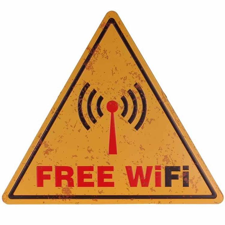 Metalen driehoek - Free wifi NIEUW, Huis en Inrichting, Woonaccessoires | Tekstborden en Spreuken, Nieuw, Ophalen of Verzenden