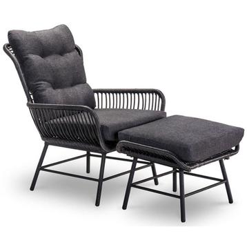 Mondial Living Loungestoel Dex met Hocker Charcoal beschikbaar voor biedingen