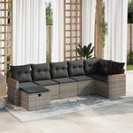 vidaXL 7-delige Loungeset met kussens poly rattan grijs, Tuin en Terras, Nieuw, Loungeset, 7 zitplaatsen, Verzenden
