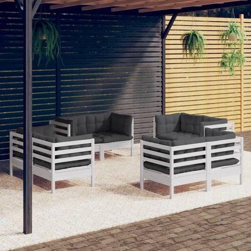 vidaXL 8-delige Loungeset met antracietkleurige kussens, Tuin en Terras, Tuinsets en Loungesets, Loungeset, Nieuw, Verzenden
