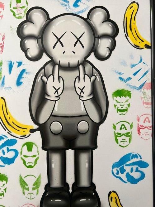 Koen Betjes (1992) - Rebellious Kaws x Popart, Antiek en Kunst, Kunst | Schilderijen | Modern
