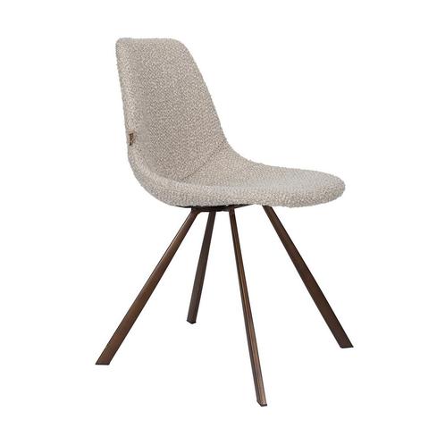 *WOONWINKEL* Dutchbone Franky Boucle Beige Boucle Eetkamerst, Huis en Inrichting, Stoelen, Nieuw, Verzenden