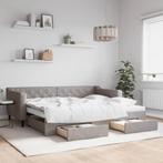 vidaXL Slaapbank met onderschuifbed en lades 90x200 cm stof, Huis en Inrichting, 90 cm, Eenpersoons, Verzenden, Nieuw
