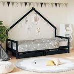 vidaXL Kinderbedframe 80x200 cm massief grenenhout zwart, Kinderen en Baby's, Kinderkamer | Bedden, Verzenden, Nieuw
