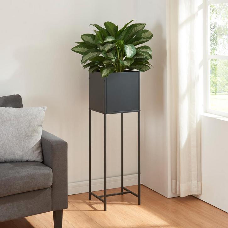 [en.casa] Plantenstandaard Porsgrunn 100x30x30 cm zwart, Tuin en Terras, Bloembakken en Plantenbakken, Verzenden