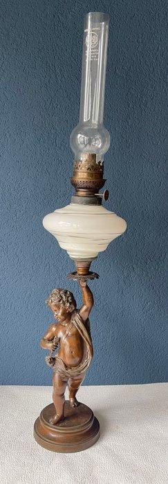 sculptuur, Cupido Olielamp - 78 cm - Zamak, Antiek en Kunst, Antiek | Overige Antiek
