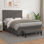 vidaXL Boxspring met matras kunstleer grijs 140x200 cm, Overige materialen, Verzenden, 140 cm, 200 cm