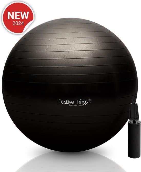 Fitness bal - Yoga bal Zwart - Gym bal  65 cm - Pilates Bal, Sport en Fitness, Fitnessmaterialen, Zo goed als nieuw, Ophalen of Verzenden