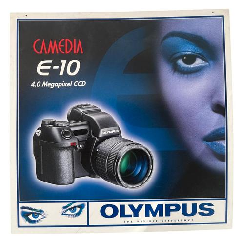 Olympus Camedia E-10 + E-100RS Promotiebord – Vintage Displa, Audio, Tv en Foto, Fotocamera's Digitaal, Zo goed als nieuw, Verzenden