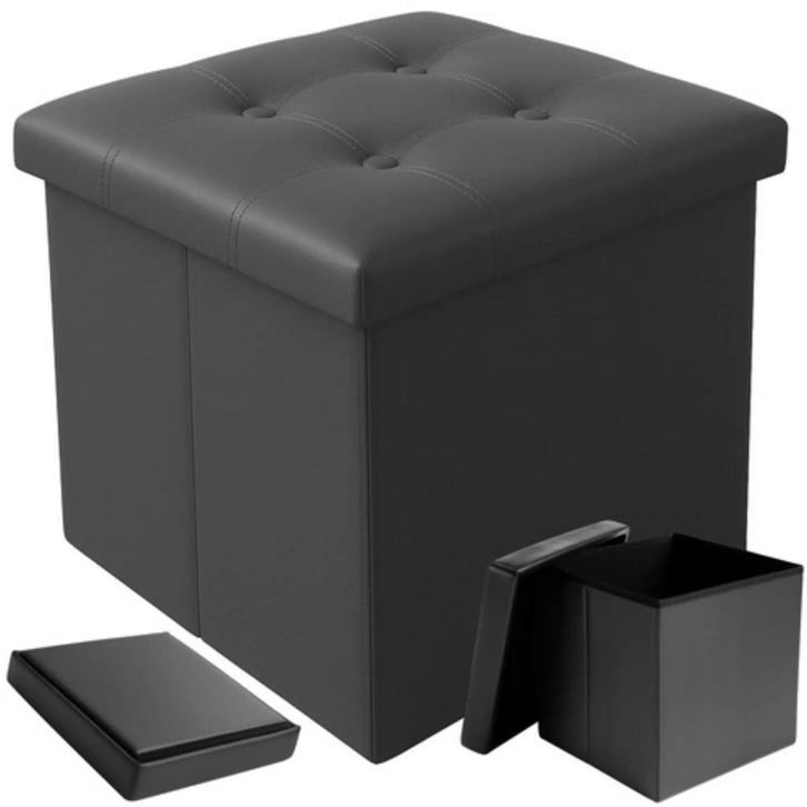 Ruhhy Grijze Opvouwbare Poef – 39L Opbergruimte en 100kg.., Huis en Inrichting, Woonaccessoires | Kapstokken, Nieuw, Ophalen of Verzenden
