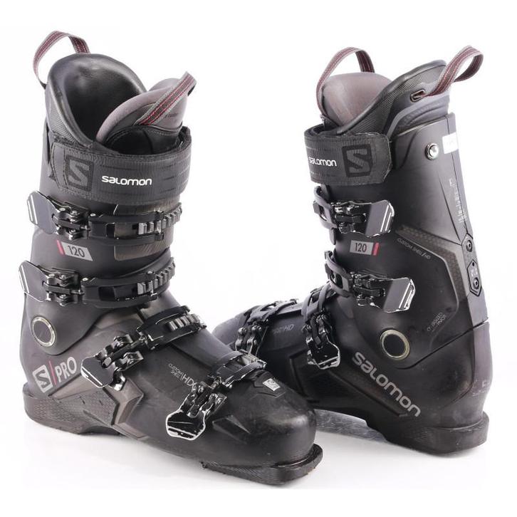 44,5 45 skischoenen SALOMON S/PRO 120, custom shell HD, over, Sport en Fitness, Skiën en Langlaufen, Gebruikt, Verzenden