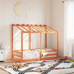 vidaXL Kinderbed met bedhuis 70x140 cm massief grenenhout, Huis en Inrichting, Slaapkamer | Bedden, Verzenden, Nieuw, Bruin, Hout