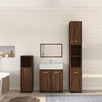vidaXL 4-delige Badkamermeubelset bewerkt hout bruin, Huis en Inrichting, Badkamer | Badkamermeubels, Verzenden, Nieuw