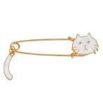 Fako Bijoux - Sierspeld / Sjaalspeld - Kat Met Staart - Wit, Verzenden, Nieuw