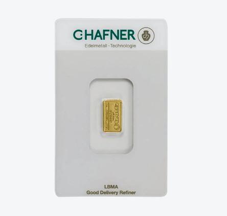 C. Hafner goudbaar 1 gram met certificaat  | Goudonline, Postzegels en Munten, Edelmetalen en Baren, Goud