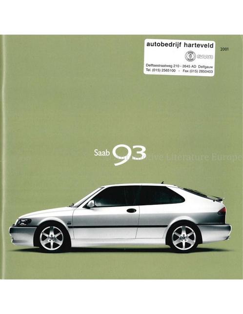2001 SAAB 9-3 BROCHURE NEDERLANDS, Boeken, Auto's | Folders en Tijdschriften