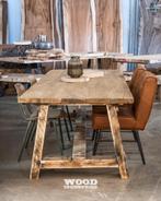 oudeiken eettafel robuust eikenhouten tafel stoer uniek, Huis en Inrichting, Tafels | Eettafels, Metaal, Verzenden, 50 tot 100 cm