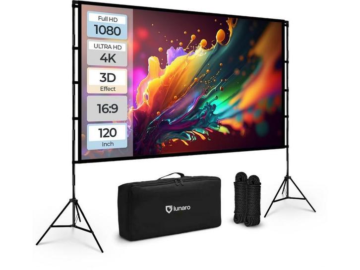Lunaro Projectiescherm - Projectiescherm met Statief - 120, Computers en Software, Overige Computers en Software, Zo goed als nieuw