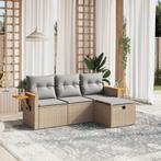 vidaXL 4-delige Loungeset met kussens poly rattan gemengd, Verzenden, Nieuw, Rotan, Loungeset
