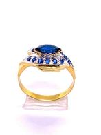 Zonder Minimumprijs - Ring - 9 kt. Geel goud, Zilver Saffier, Sieraden, Tassen en Uiterlijk, Ringen, Nieuw