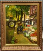 Nederlandse school (XX) - Bloemenmarkt in Delft, Antiek en Kunst, Kunst | Schilderijen | Klassiek
