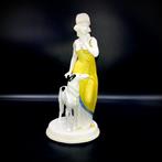 Galluba & Hofmann - Art Deco - Lady with Greyhound (26,5 cm), Antiek en Kunst