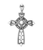 Zilveren Kruis bewerkt met parels kettinghanger, Sieraden, Tassen en Uiterlijk, Kettinghangers, Verzenden, Nieuw