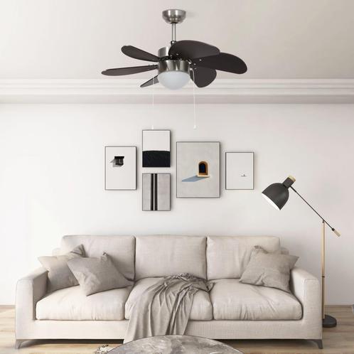 vidaXL Plafondventilator met lamp 76 cm donkerbruin, Witgoed en Apparatuur, Ventilatoren, Nieuw, Verzenden