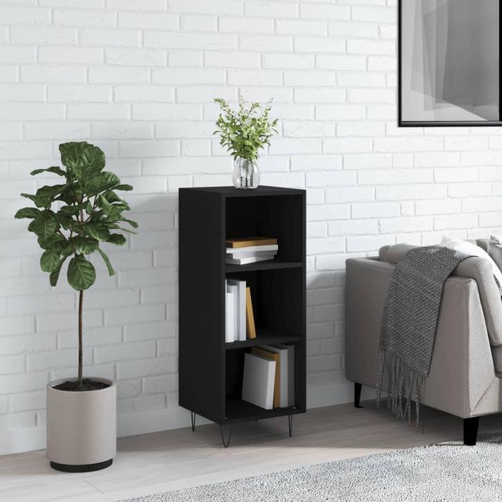 vidaXL Dressoir 34,5x32,5x90 cm bewerkt hout zwart, Huis en Inrichting, Kasten | Dressoirs, 25 tot 50 cm, Nieuw, Minder dan 50 cm