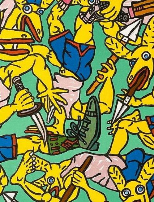 Robert Combas (1957) - Les lapins jaunes, Antiek en Kunst, Antiek | Overige Antiek