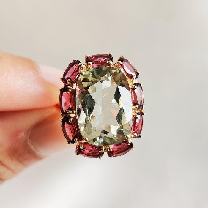 Cocktailring - 14 karaat Geel goud - 9.00ct. tw. Amethist -, Sieraden, Tassen en Uiterlijk, Antieke sieraden