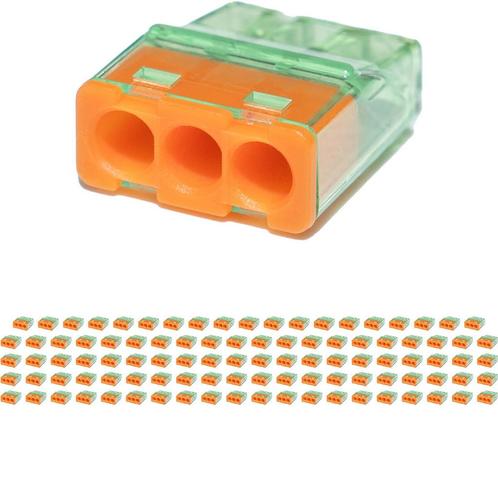 Lasklem - Vintex - 3 Polig - 0.2-2.5 mm2 - Oranje - 100, Doe-het-zelf en Verbouw, Elektra en Kabels, Nieuw, Ophalen of Verzenden