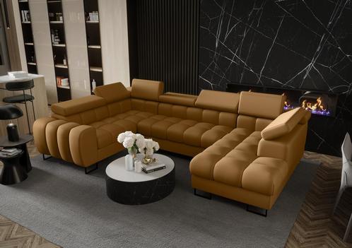Hoekbank | echt leder | slaapbank U-vorm  350cm, Huis en Inrichting, Banken | Bankstellen, 300 cm of meer, Hoekbank, Vierpersoons of meer
