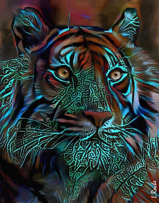 Lea Roche - Almon, Tiger, Antiek en Kunst, Kunst | Schilderijen | Modern