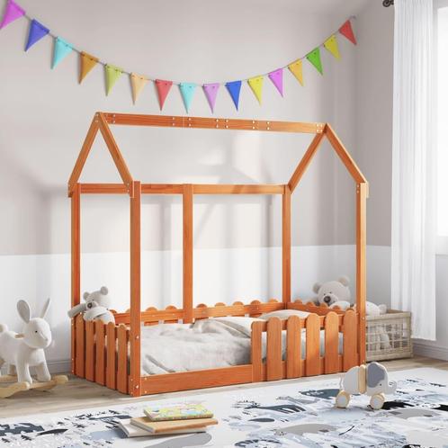 vidaXL Bedhuis wasbruin massief grenenhout 70x140 cm, Huis en Inrichting, Slaapkamer | Bedden, Bruin, Nieuw, Hout, Verzenden