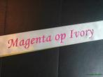 Ivory lint 45 mm met magenta opdruk +/- 50cm. - eigen tekst, Ophalen of Verzenden, Nieuw