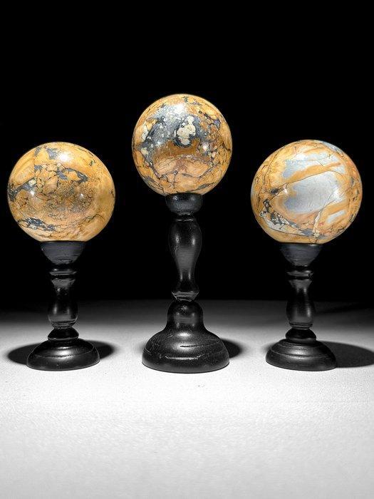 Geen minimumprijs - Prachtige set van 3 gele Maligano Jasper, Antiek en Kunst, Kunst | Designobjecten