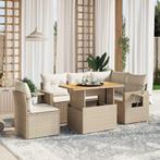 vidaXL 6-delige Loungeset met kussens poly rattan beige, Tuin en Terras, Tuinsets en Loungesets, Verzenden, Nieuw, Rotan, Loungeset