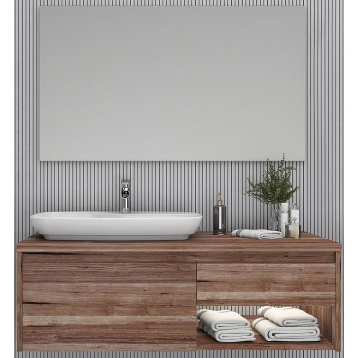 Badkamermeubel Rotas Donker Eiken 120CM (Badkamermeubels), Huis en Inrichting, Badkamer | Badkamermeubels, Nieuw, Ophalen of Verzenden