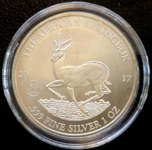 Gabon Springbok 1 oz 2017, Postzegels en Munten, Munten | Afrika, Losse munt, Zilver, Overige landen, Verzenden