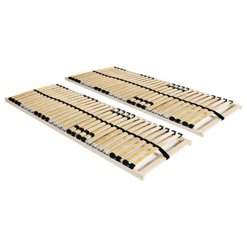 vidaXL Lattenbodems 2 st met 28 latten 7 zones 80x200 cm, Huis en Inrichting, Slaapkamer | Bedden, 80 cm, 200 cm, Bruin, Eenpersoons