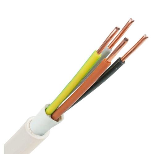 NYM H05VV-U Kabel | 4 x 2,5mm2 aders | 100 meter | Wit, Doe-het-zelf en Verbouw, Elektra en Kabels, Nieuw, Ophalen of Verzenden