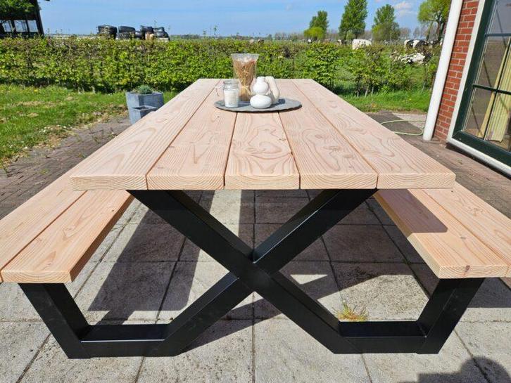 Douglas PICKNICKSET Tafel Tuintafel douglas Balken Hout, Tuin en Terras, Tuinsets en Loungesets, Bank, Bijzettafel, Eettafel, Hocker