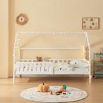 Kinderbed Ydre huisbed met bedbodem 90x200 cm wit [en.casa], Verzenden, Nieuw